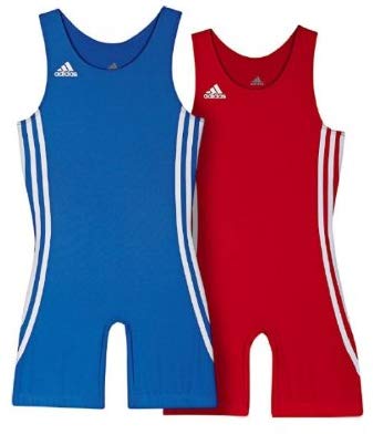 Duo tenue lutte Enfant Adidas bleu cyan et rouge