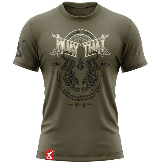 T-Shirt 8 WEAPONS  Sak Yant Tigers vert Kaki