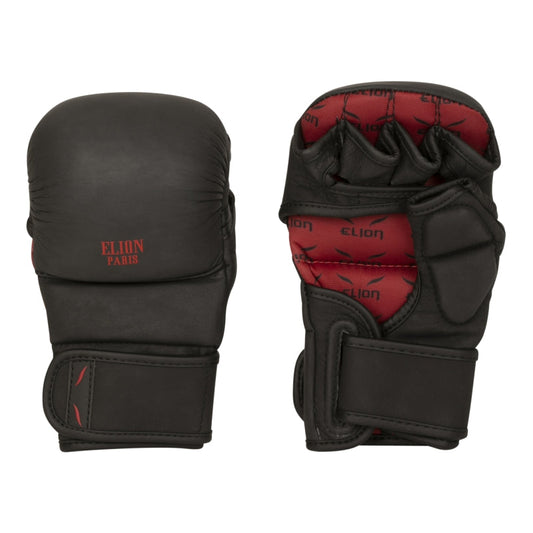 Gants pu mma sparring noir/rouge cuir Elion