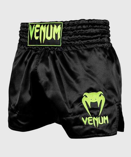 Shorts thai Venum modele Classic noir et jaune fluo