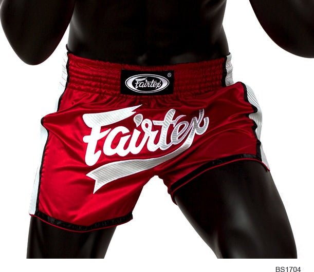 Short muay thai Fairtex Rouge marquage Gris