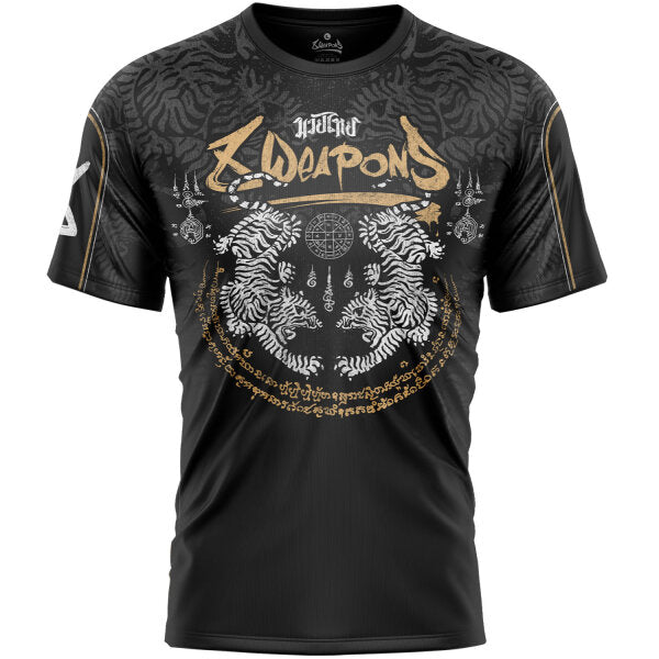 T-Shirt Rashguard  8 WEAPONS Tiger Yant, noir doré